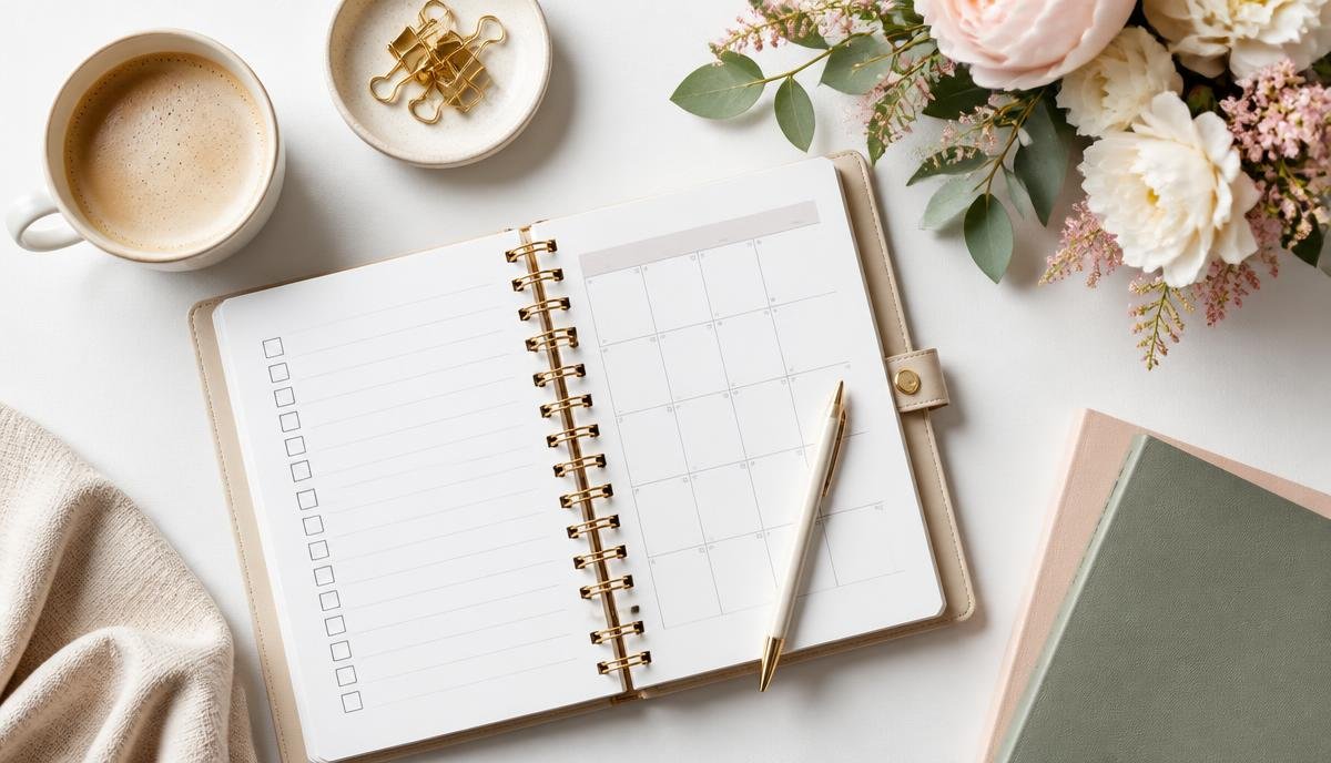 Agenda con checklist para organizar una despedida de soltera