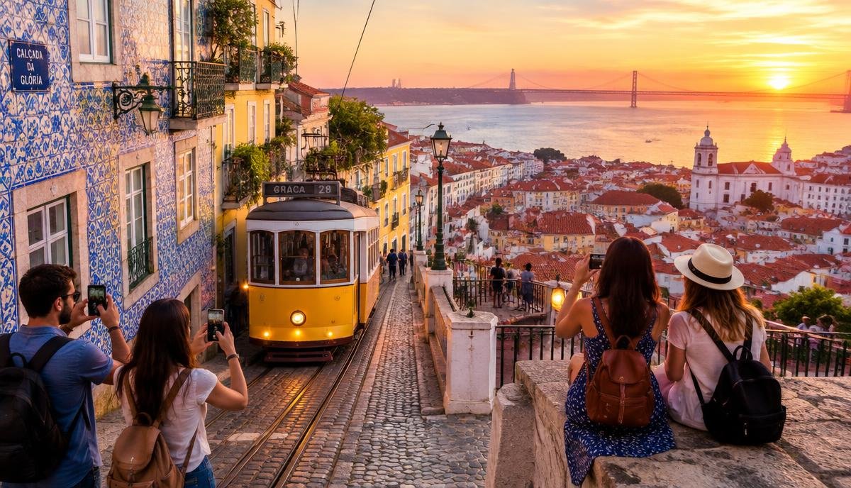 Despedida de soltera en Lisboa: tranvia y mirador sobre el Tajo