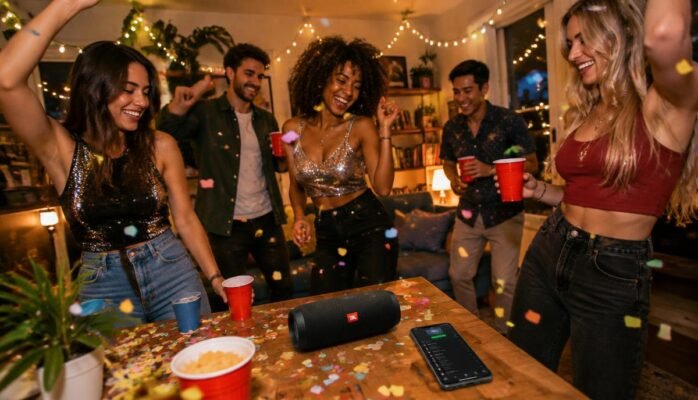 Playlist para despedida de soltera: fiesta en casa con altavoz